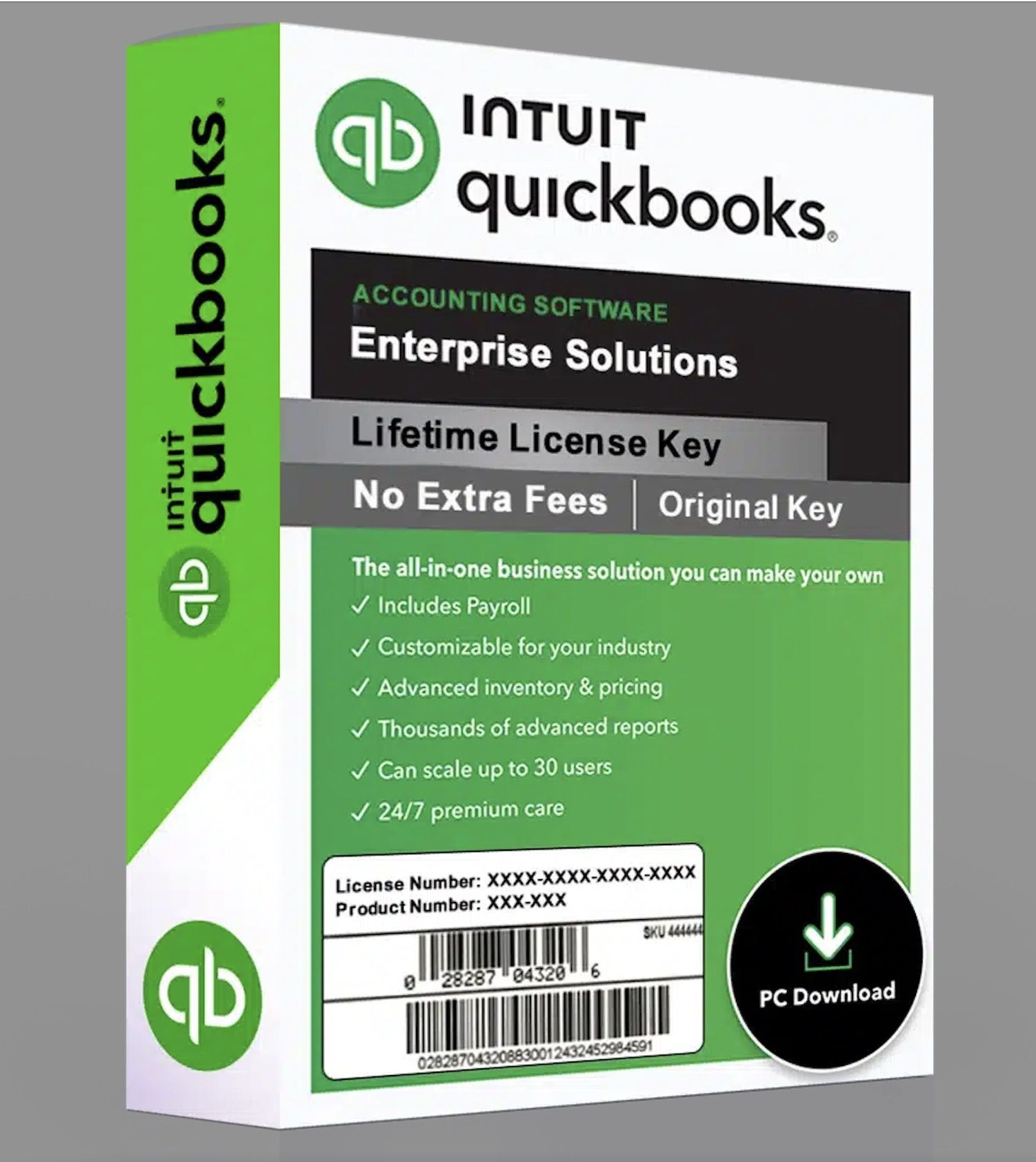Intuit Quickbooks Enterprise 2024 ( Not subscription), with license key, 5 Users