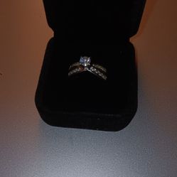 Beautiful Sterling Silver Engagement Ring And Men's Wedding Band