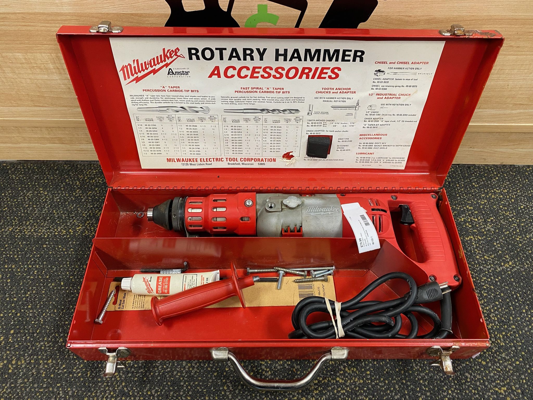 Milwaukee 5351 Electric Heavy Duty 3/4" Rotary Hammer Drill w/ Metal Case