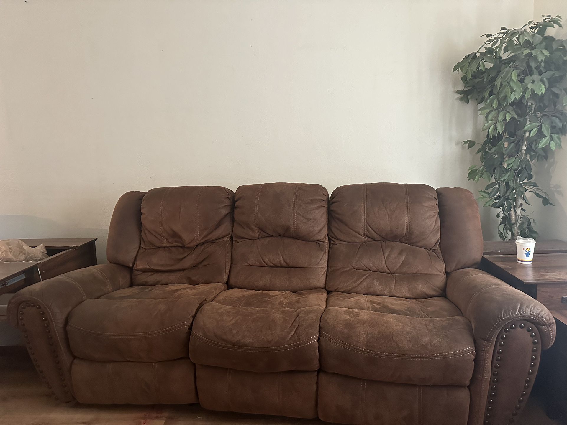 Brown Reclining Couch AND Reclining Love Seat 