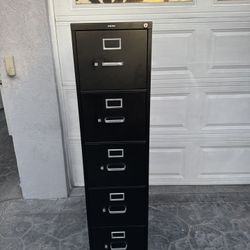 Black metal HON 5-drawer tall standard /file cabinet . excellent condition . 