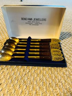 Vintage Teak Handled Budda Spoons
