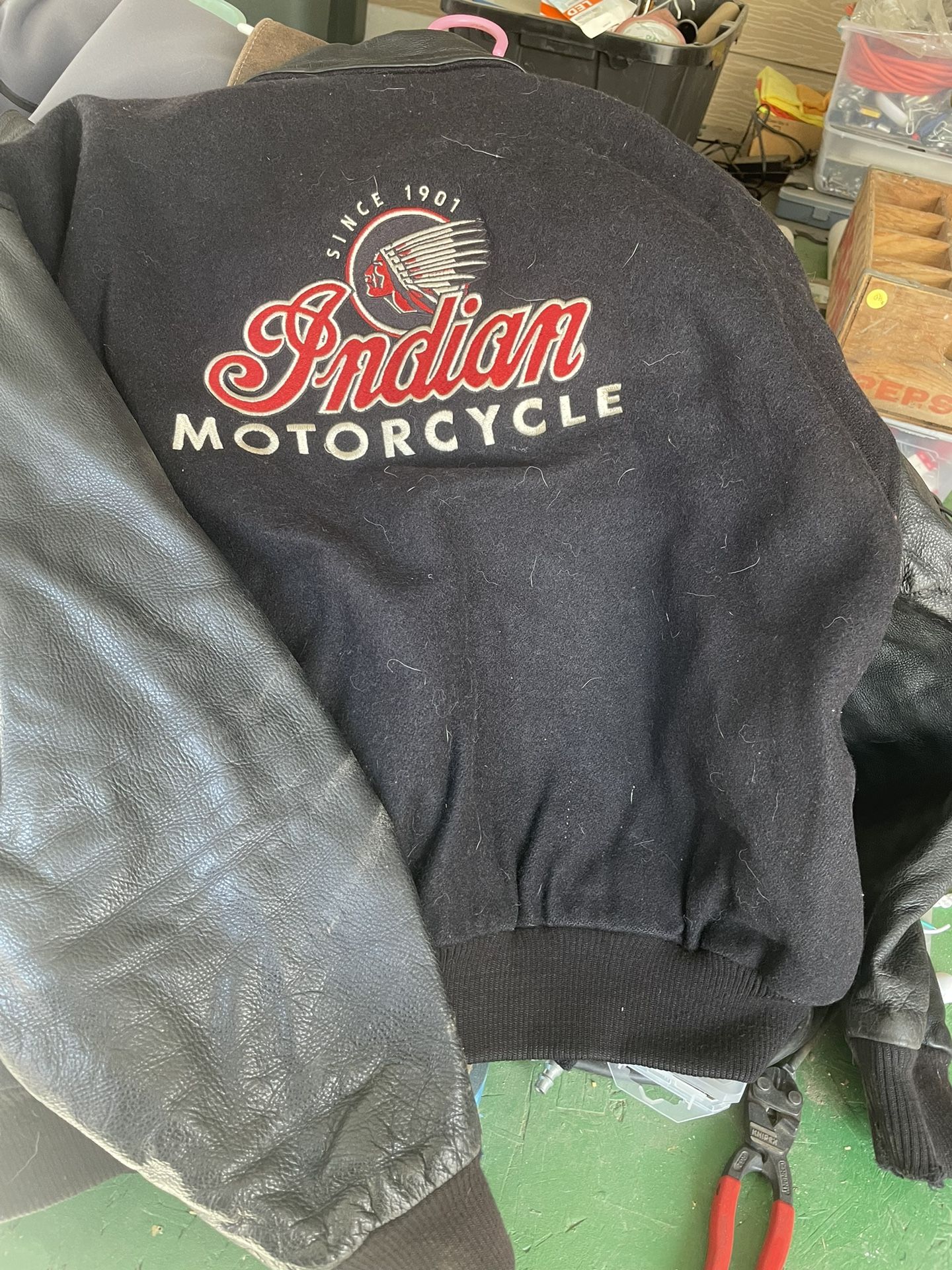 Indian Motorcycle Jacket - Leather Sleeves - XXL