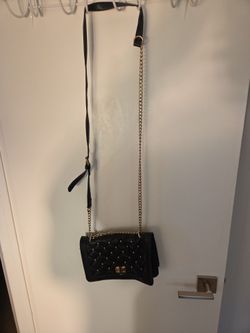Black Quilted Studded Crossbody Bag