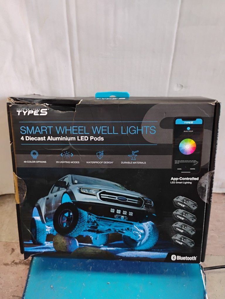 Type S Smart Wheel Well Rock Lights 49 color options 25 lighting modes waterproof design durable materials Bluetooth