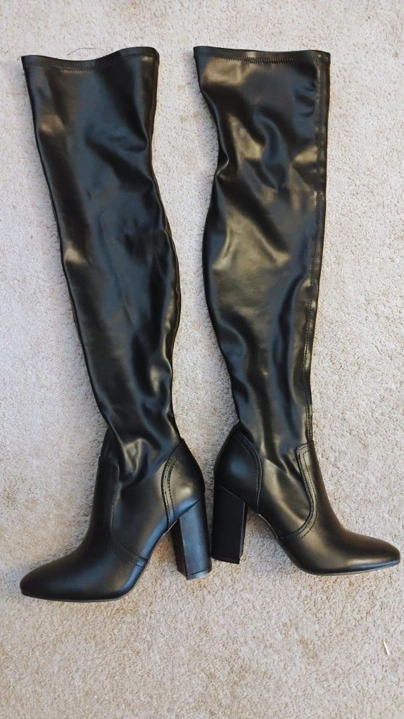 Black Heeled Boots Knee High