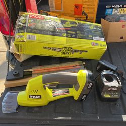 RYOBI ONE+ 18V Cordless Battery Grass Shear and Shrubber Trimmer with 1.3 Ah Battery and Charger