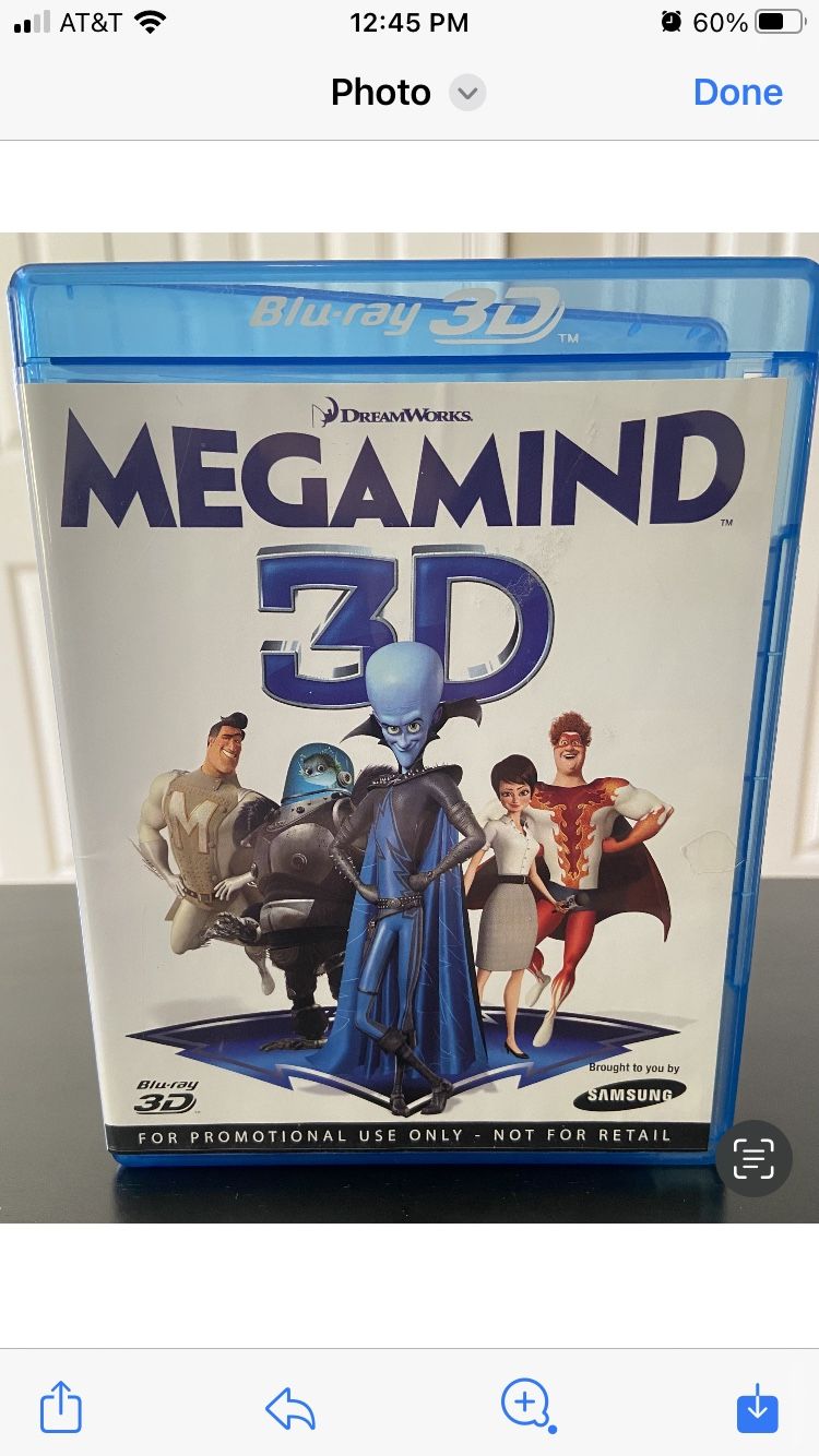 Megamind Blue Ray 3D DreamWorks Movie Disc With Case