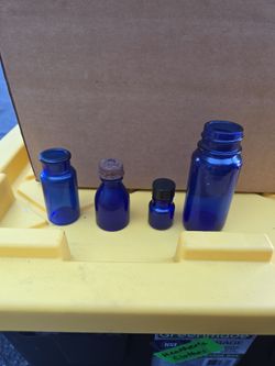 Vintage blue bottles