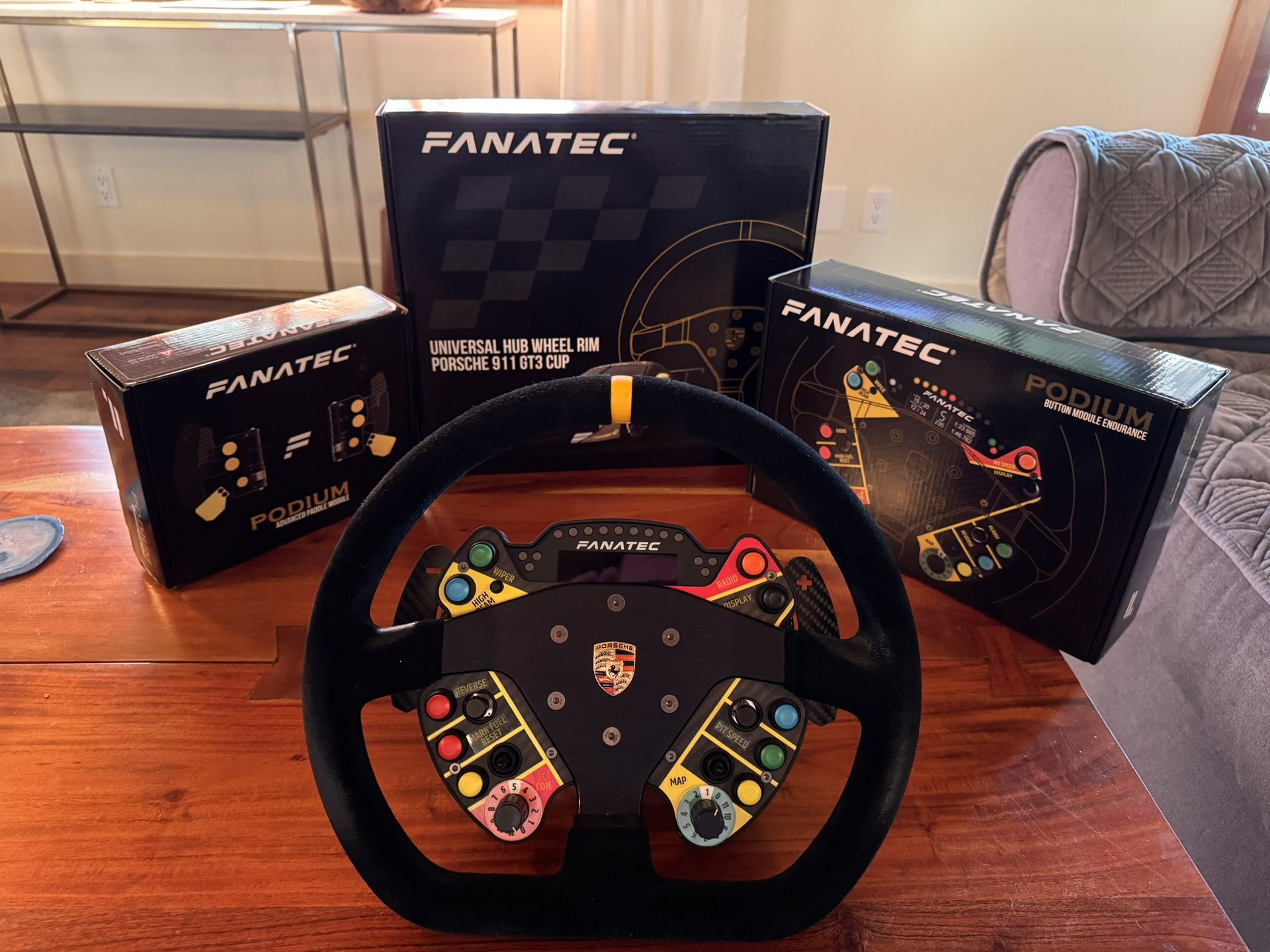 Fanatec Porsche GT3 Endurance Wheel + Advanced Paddle Module Sim Racing