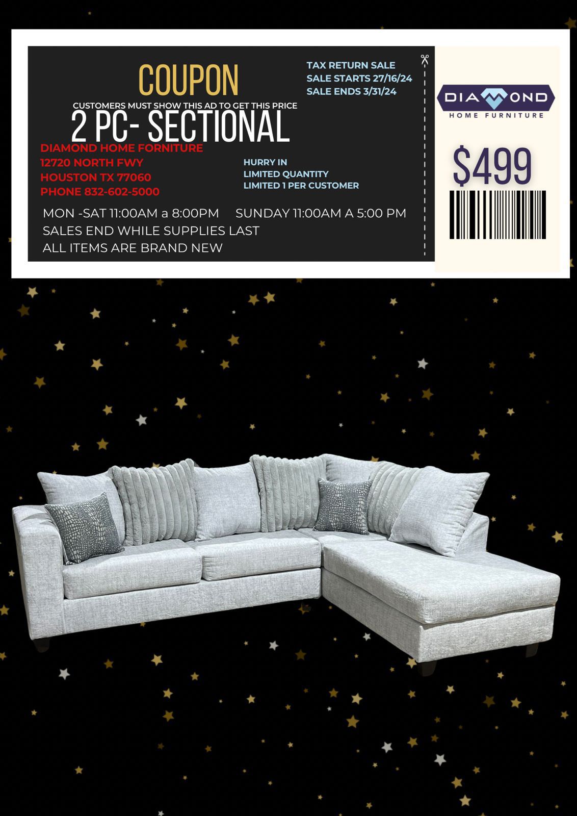 2PC GREY SECTIONAL