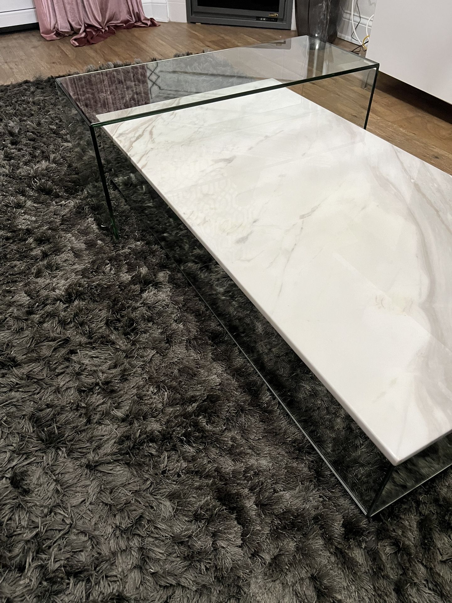 Marble & Mirrored Modern Coffee Table