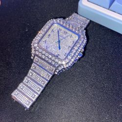 Iced out watch mossinite