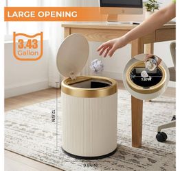 New Bathroom Trash Can with Lid，3.5 Gallon Motion Sensor Waterproof Touchless Garbage Can, Smart Plastic Trash Bins Suitable for Kitchen, Bathroom, Be