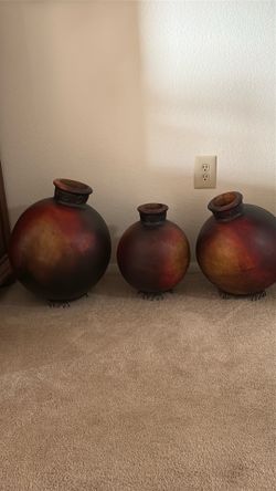 3 Mexican Clay Pots From Mexico