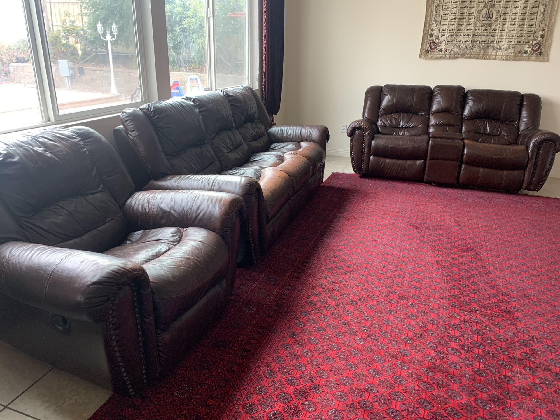 2 COUCHES + SINGLE ARMCHAIR WITH 5 RECLINERS!! (Offer is negotiable!)