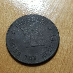 Antique Missouri Sales Tax Receipt Token.  Back during a time when one US Cent was actually w