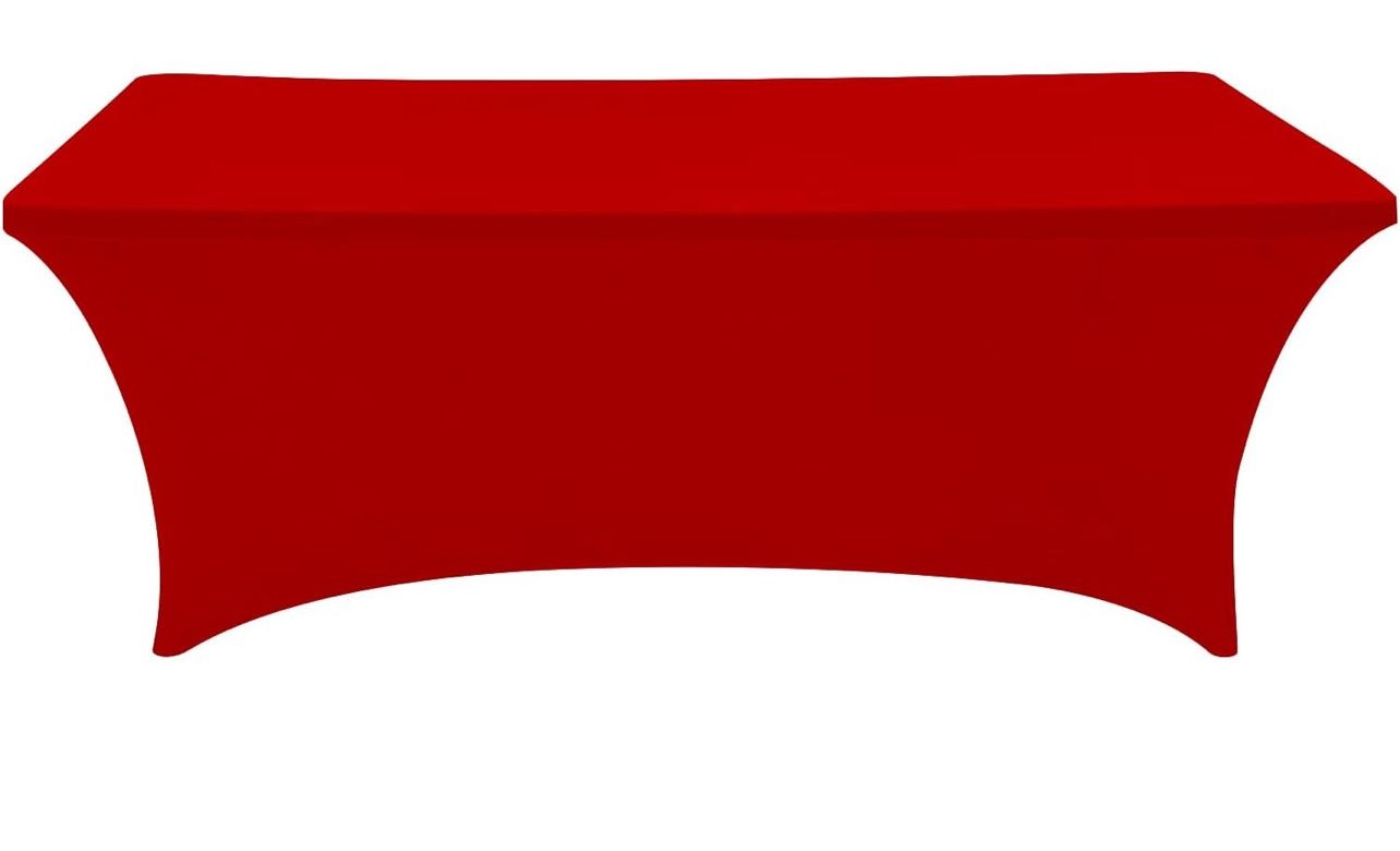 Rectangular Fitted Spandex Table Covers 8ft Tablecloth ( Red)