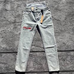 Ksubi Light Washed With rose Embroidered  