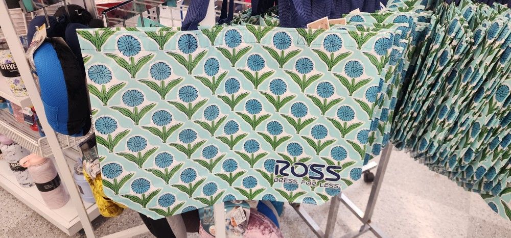 Beautiful Blue Flower Designed Reuseable Bag