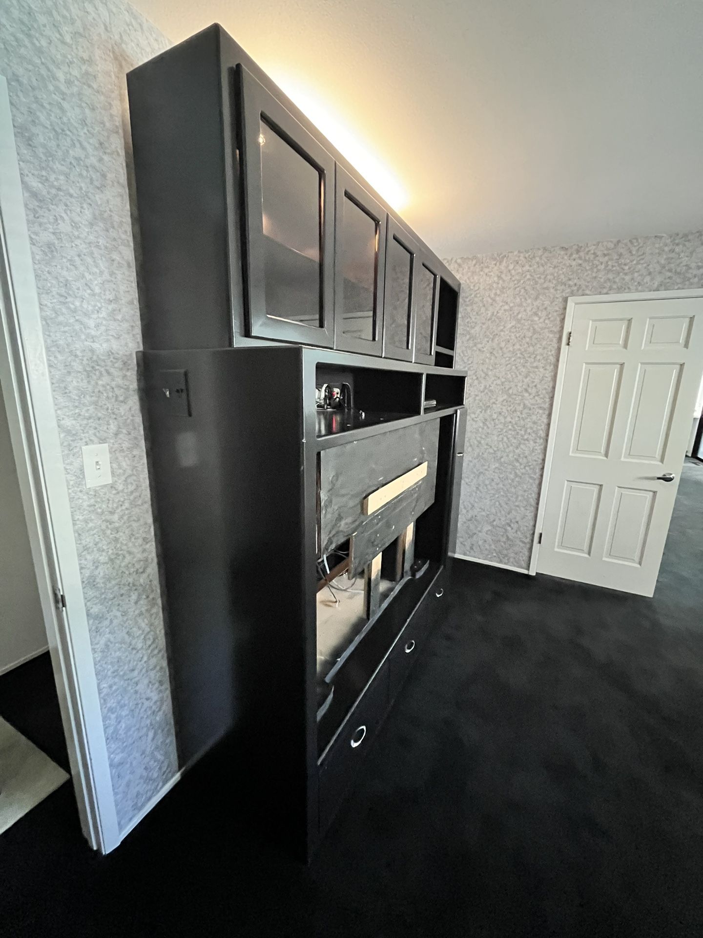 Handcrafted Black Wood Entertainment Center