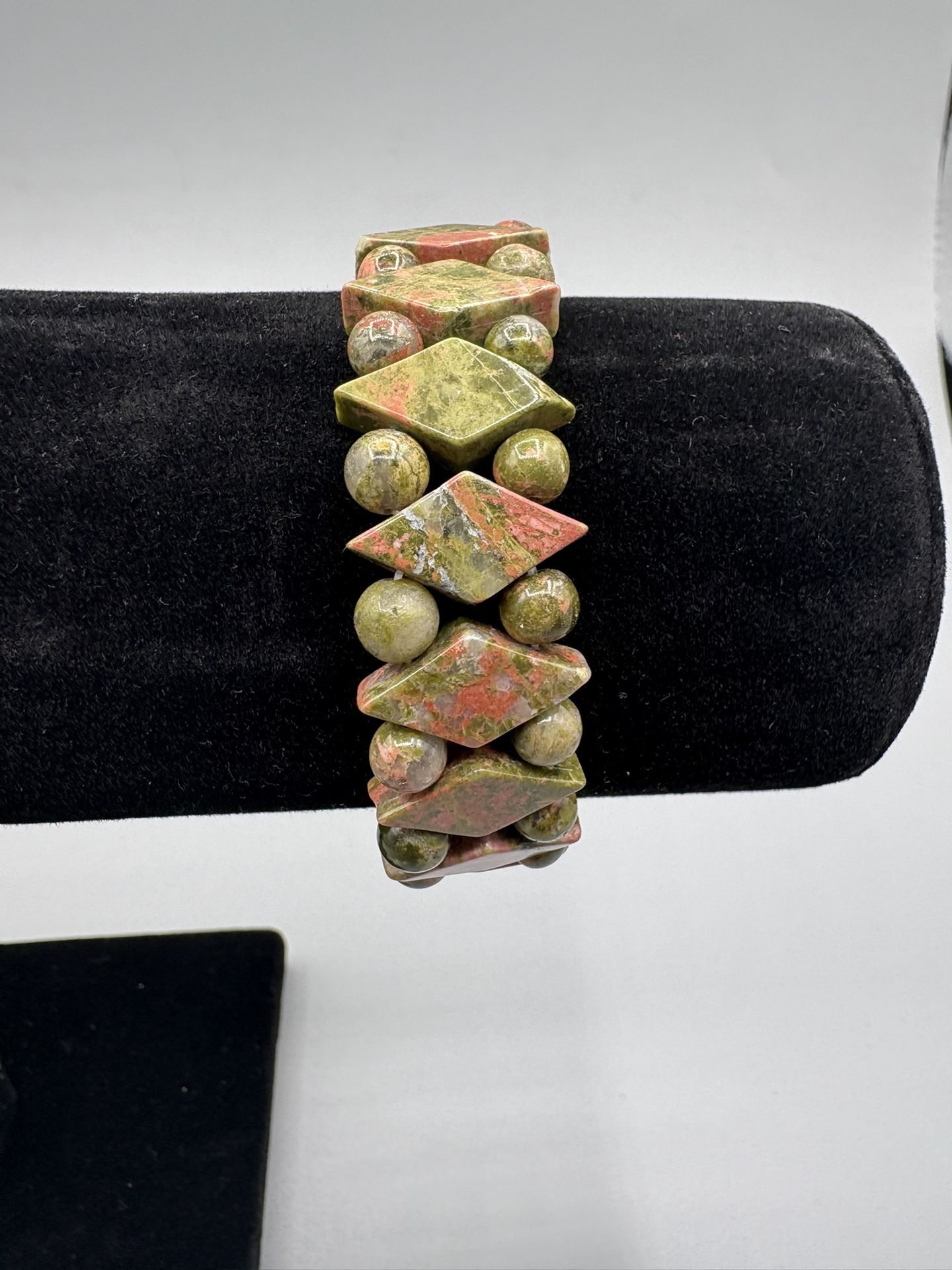 Unakite Beaded Princess Design Bracelet