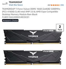 TEAMGROUP T-Force Vulcan DDR5 16GB (2x8GB) 5200MHz