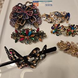 HAIR CLIPS - 6 BEAUTIFUL SPARKLY ONES