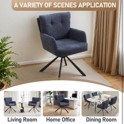 New Upholstered Swivel Chair (Navy Blue)