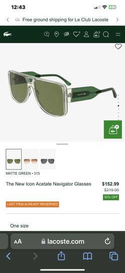 🔥 BRAND NEW Lacoste Icon Navigator Sunglasses – Matte Green 
