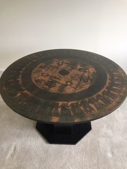 Dining room table Coppertop horses Chariots Roman Arabian theme beautiful Very high dollar table asking $10,000.00