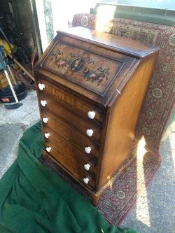 Antique Wood Secretary Desk with Drawers
