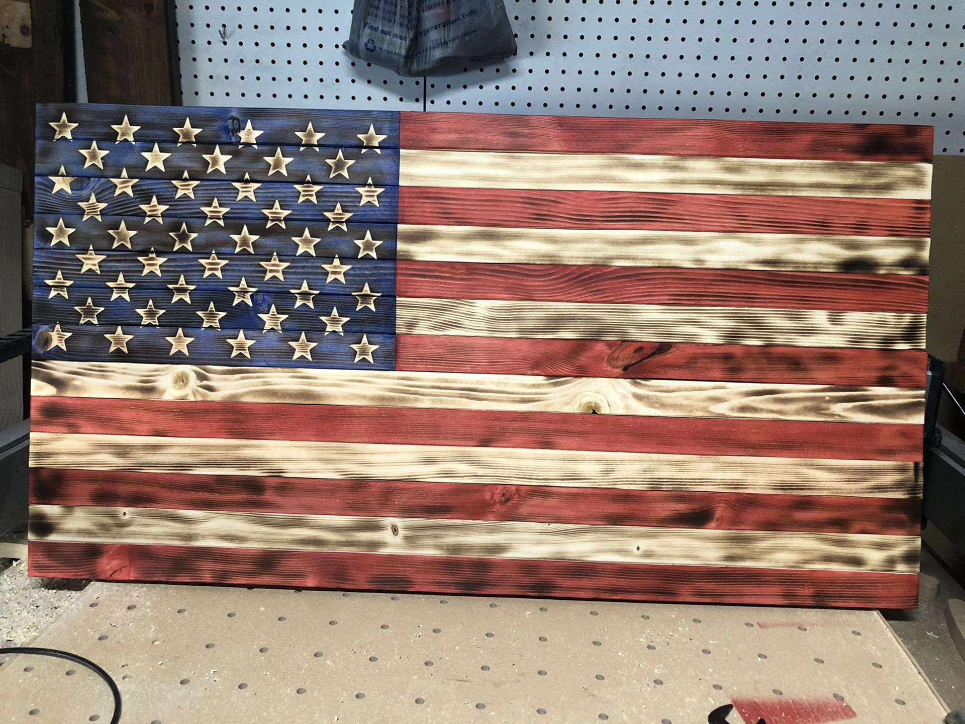 Rustic American Flag-Handmade and Carved