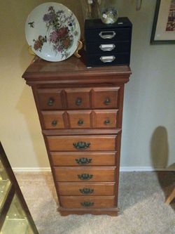 Tall  Vintage Wooden Lingerie Chest with 7 Drawers
