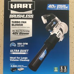 HART 40-Volt Cordless Brushless Turbo Fan Blower Kit, (1) 4.0Ah Lithium-Ion Battery
