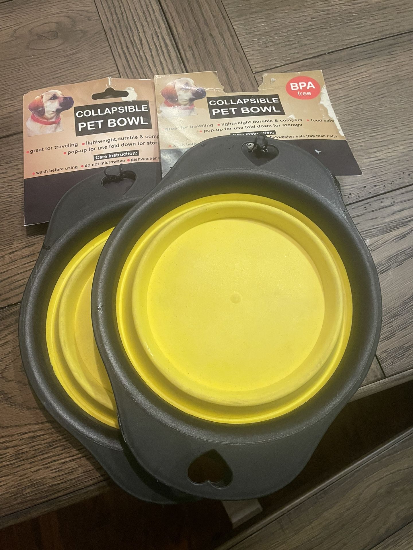 2 Pack Dog Cat Portable Collapsible Pet Bowl Water Food Dish Travel Foldable