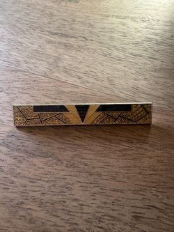 PIERRE BEX Art Deco Revival Bar Style Enamel Pin BROOCH Black Gold Vintage 