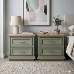 Two Sage Green Nightstands