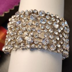 Clear Cut Rhinestone Crystal Cuff Bracelet