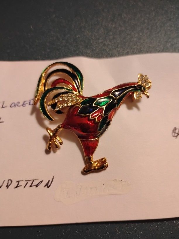 Jewelry - Multicolored Enamel Rooster Pin/Brooch