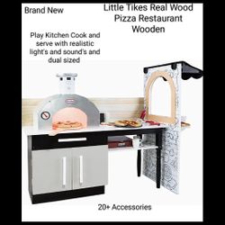 Brand New Little Tikes Real Wood Pizza Restaurant Wooden/ Light 