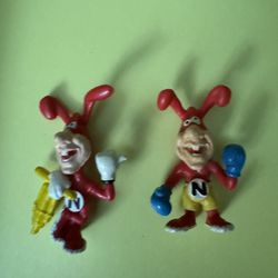 2 Pc The Noid Dominos Pizza Boxer Boxing Fighter PVC Figure 1988 Vintage 2.5”