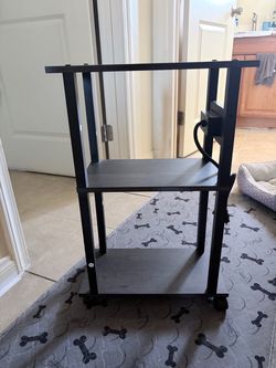 Small Narrow Side Table with Charging Station, Skinny End Table
