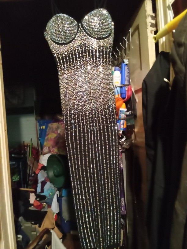 Black Rhinestone Diamond Dress