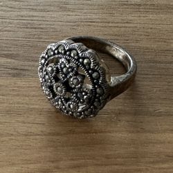 Sterling Silver, Marcasite Ring Sz 6