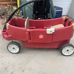 Step2 Red Plastic Two-Seater Toddler Wagon with Safety Belts and Storage for Ages 18 Mo to 5 Yrs