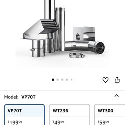 CAMPLUX 3" Horizontal Stainless Steel Vent Pipe Kit with Termination Hood for Indoor Gas Tankless Water Heater