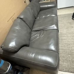 Bernhardt Gray Leather Sofa