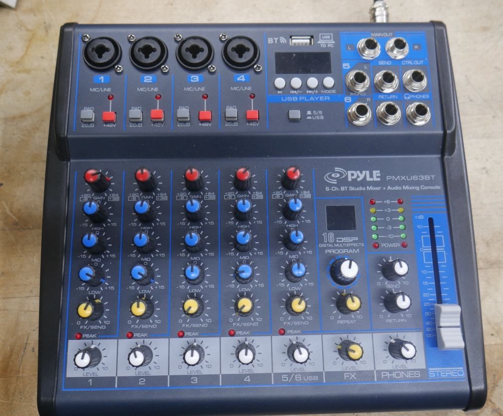 Pyle Mixing Board DJ mix board PMXU63bt 889572-4 
