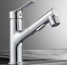 Bathroom Sink Faucet with Pull Down Sprayer Dual Mode hot and Cold Single Handle Retractable Single Hole Pull-Out faucets Basin Mixer Tap,Long(Short)